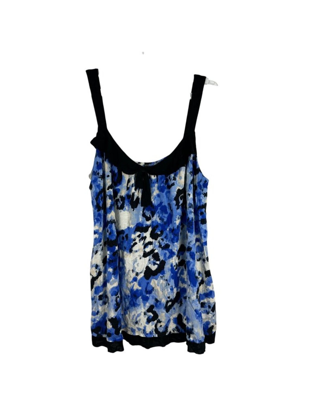 Ellen Tracy Womens Sleeveless Blue Floral Print Tunic Top Size Large Relaxed Fit
